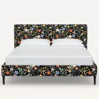 Rifle Paper Co Elly Black Strawberry Fields Cal-King Platform Bed