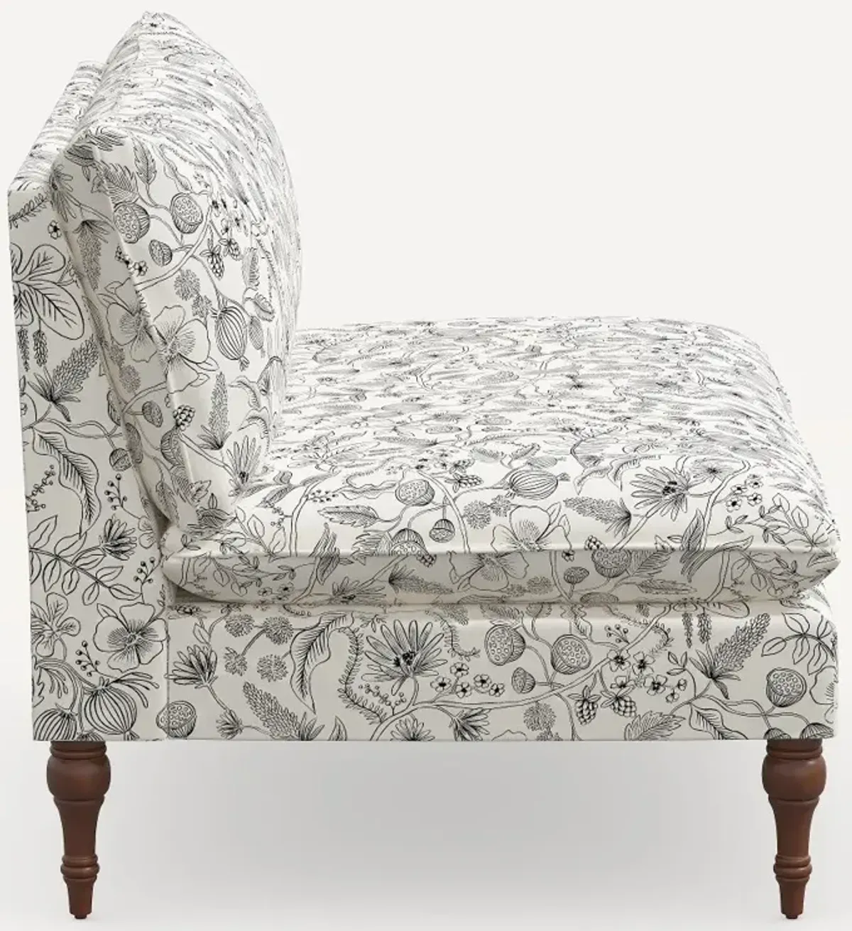 Rifle Paper Co. Louie Aviary Cream & Black Armless Loveseat