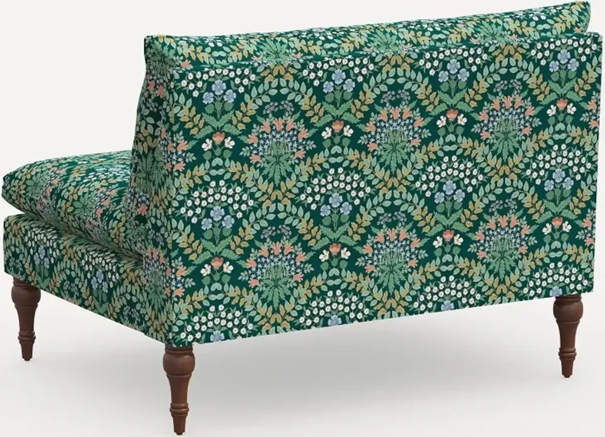 Rifle Paper Co. Louie Bramble Emerald Armless Loveseat