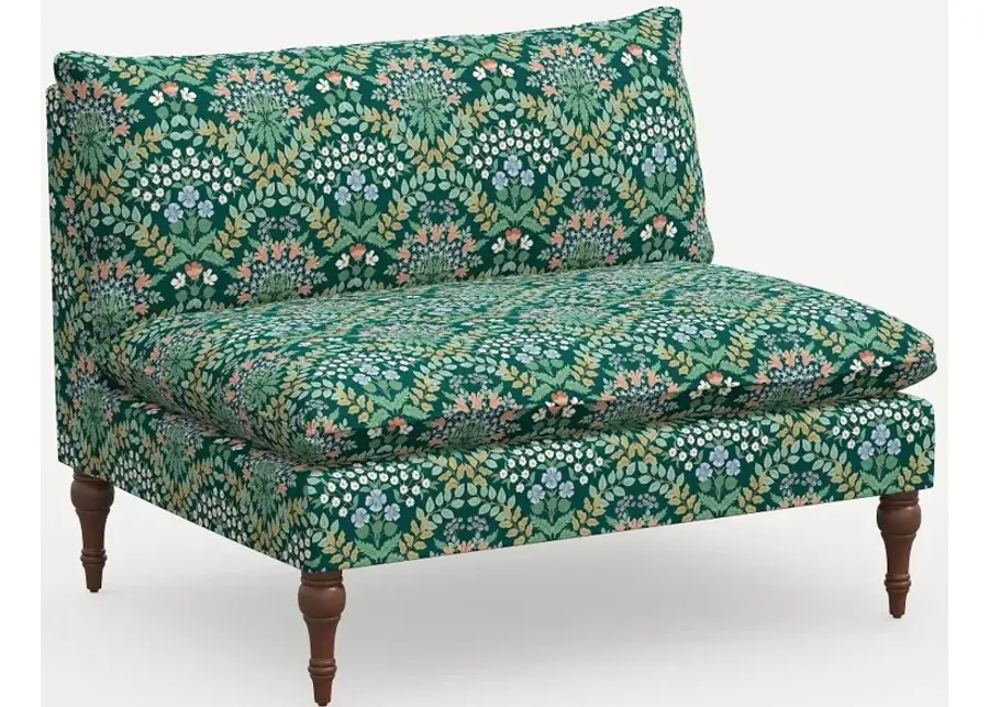 Rifle Paper Co. Louie Bramble Emerald Armless Loveseat