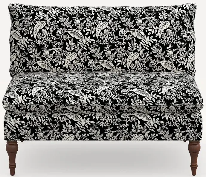 Rifle Paper Co. Louie Canopy Black & Cream Armless Loveseat