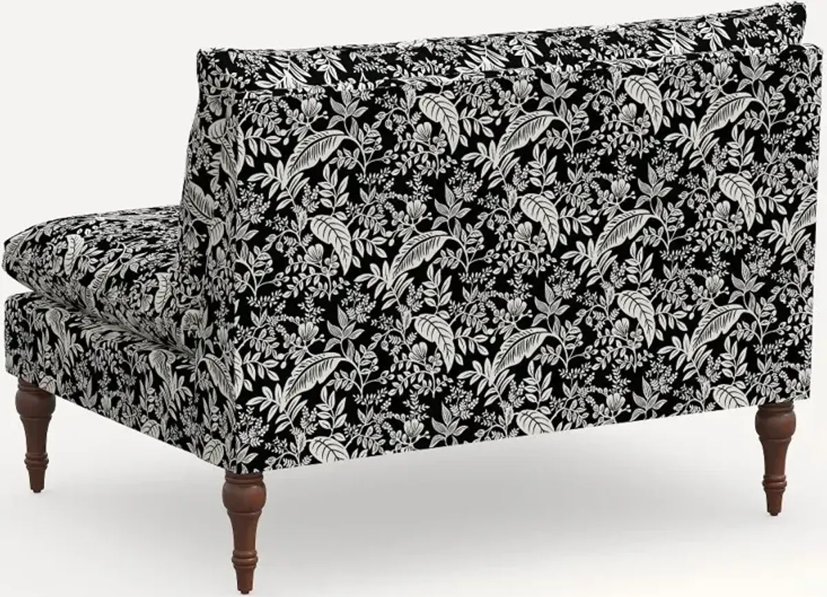 Rifle Paper Co. Louie Canopy Black & Cream Armless Loveseat