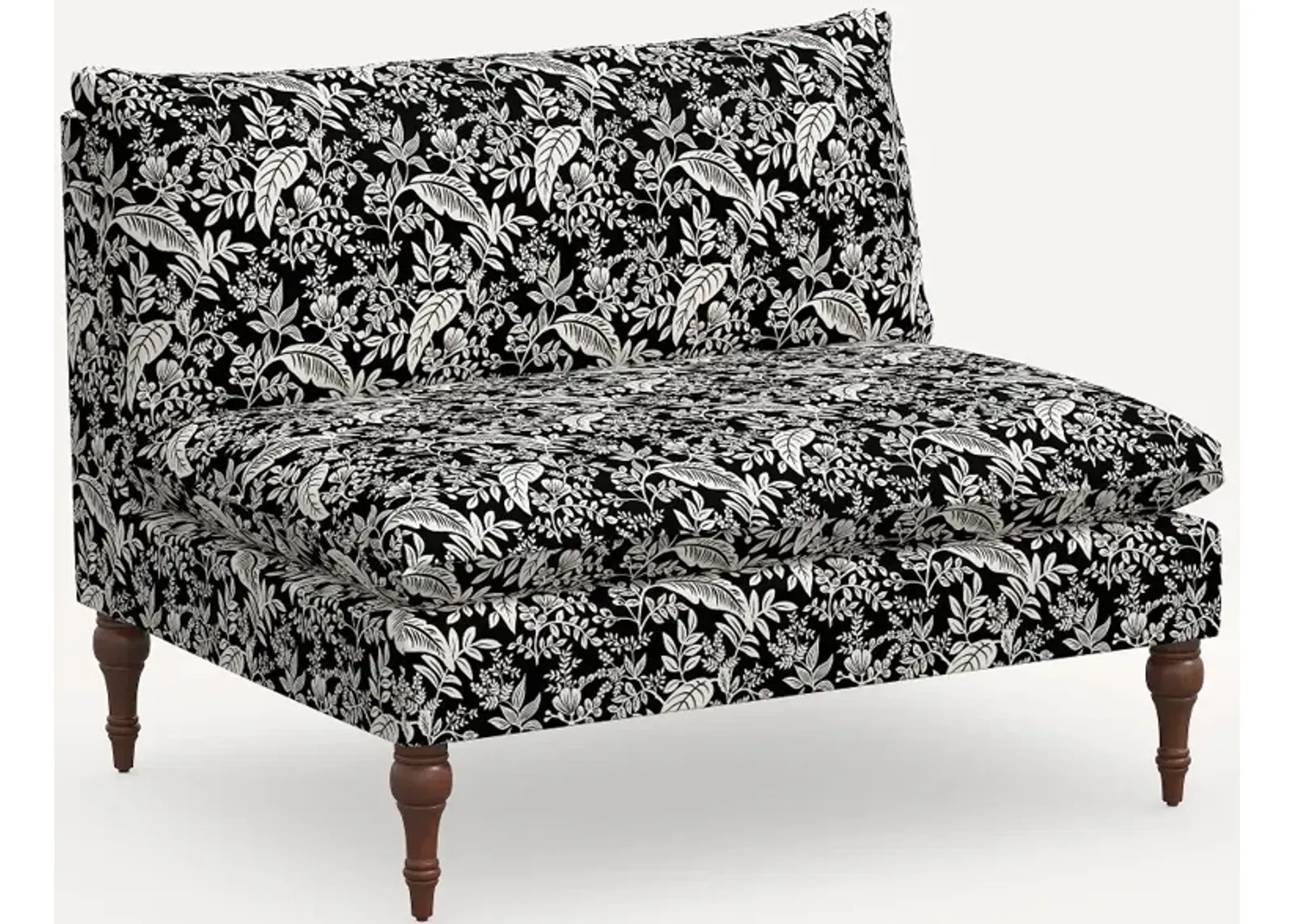 Rifle Paper Co. Louie Canopy Black & Cream Armless Loveseat