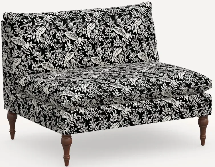 Rifle Paper Co. Louie Canopy Black & Cream Armless Loveseat