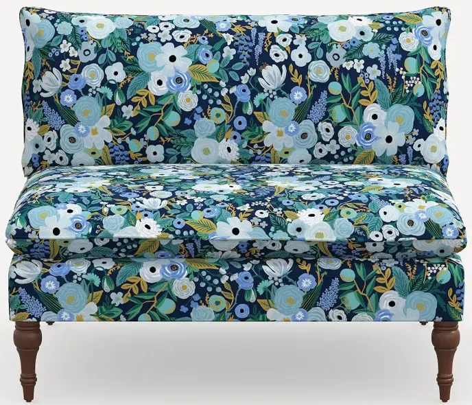 Rifle Paper Co. Louie Garden Party Blue Armless Loveseat