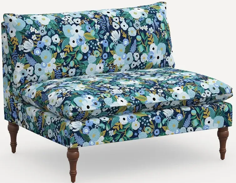 Rifle Paper Co. Louie Garden Party Blue Armless Loveseat