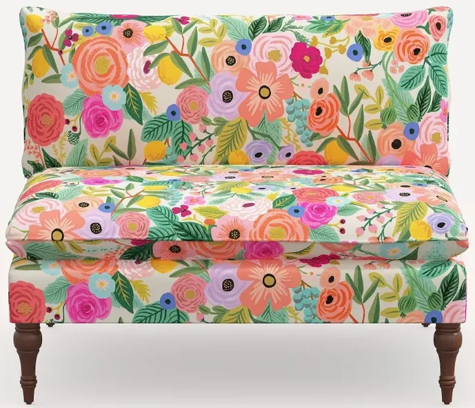 Rifle Paper Co. Louie Garden Party Pink Armless Loveseat