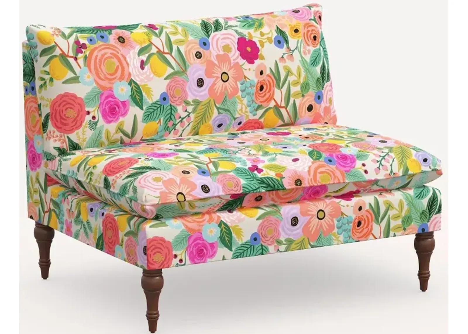 Rifle Paper Co. Louie Garden Party Pink Armless Loveseat