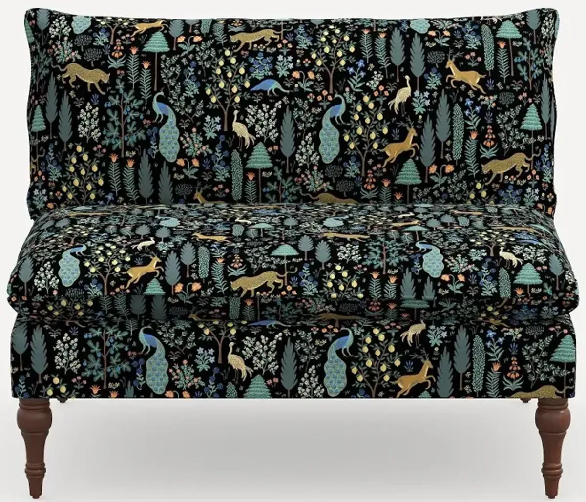 Rifle Paper Co. Louie Menagerie Black Armless Loveseat