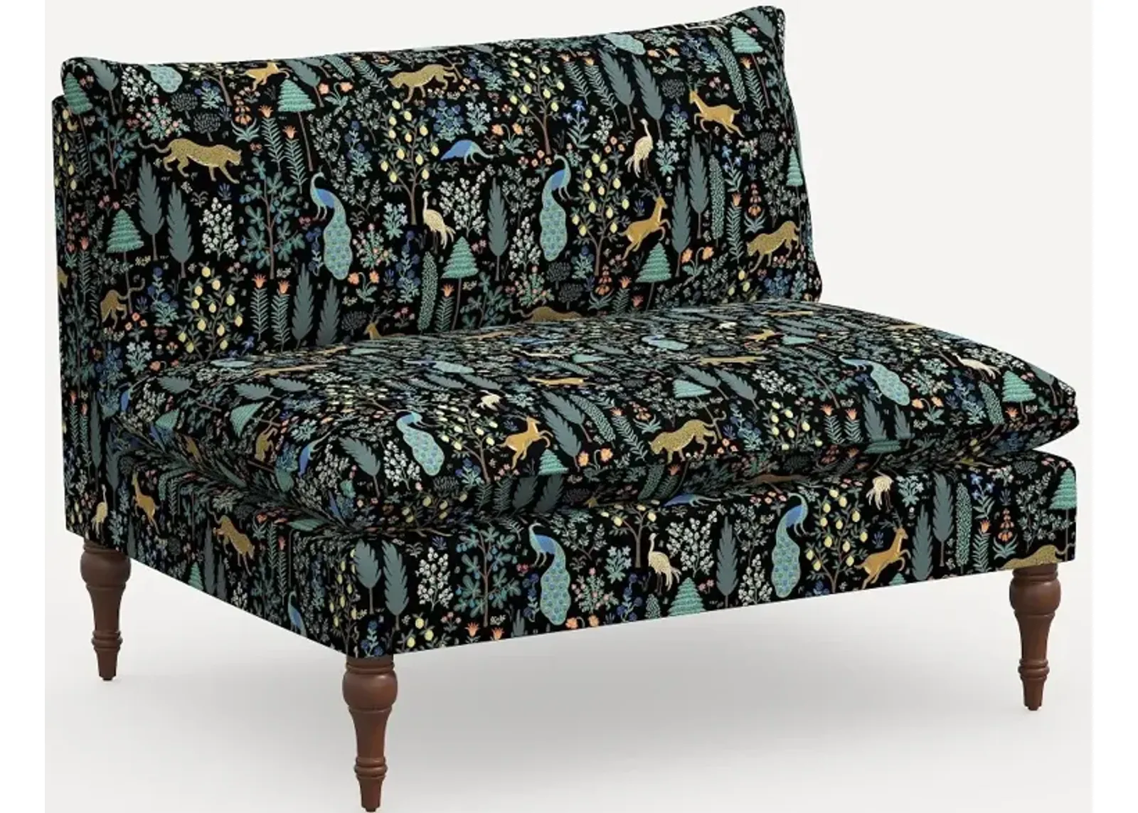 Rifle Paper Co. Louie Menagerie Black Armless Loveseat