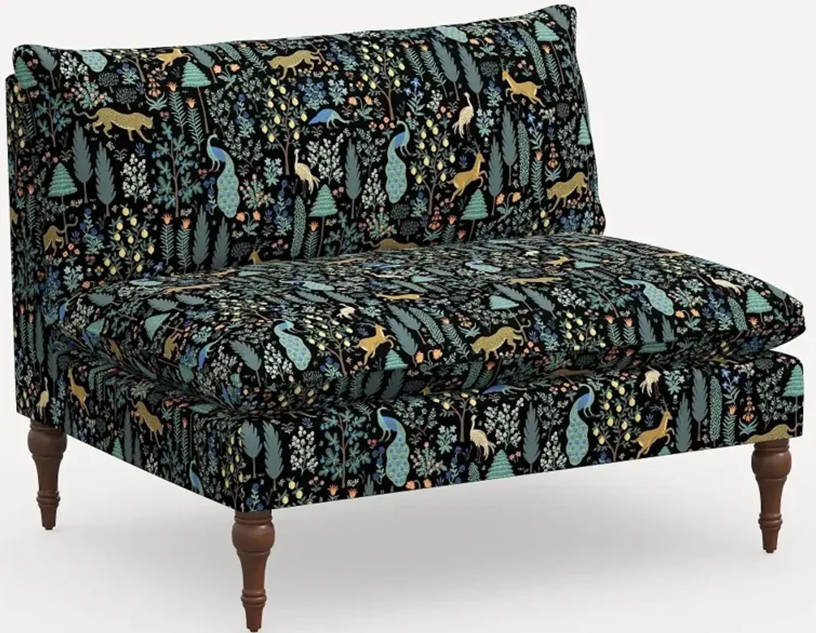 Rifle Paper Co. Louie Menagerie Black Armless Loveseat