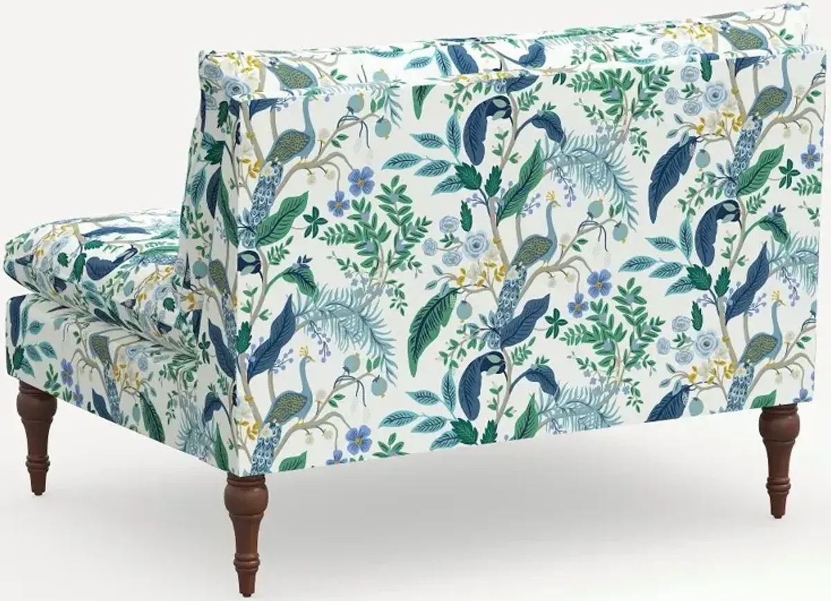 Rifle Paper Co. Louie Blue Peacock Armless Loveseat