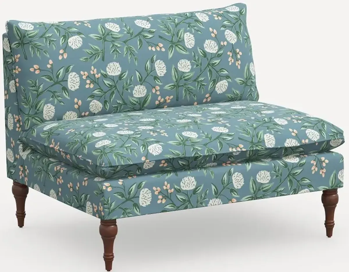 Rifle Paper Co. Louie Emerald Peonies Armless Loveseat