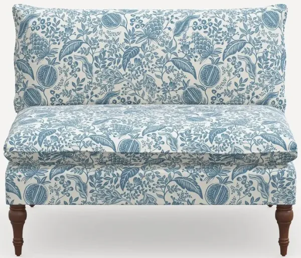 Rifle Paper Co. Louie Blue Pomegranate Armless Loveseat