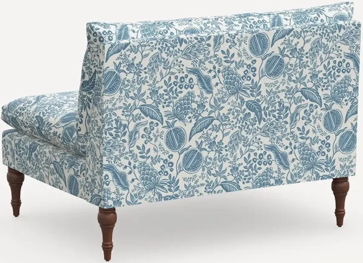 Rifle Paper Co. Louie Blue Pomegranate Armless Loveseat