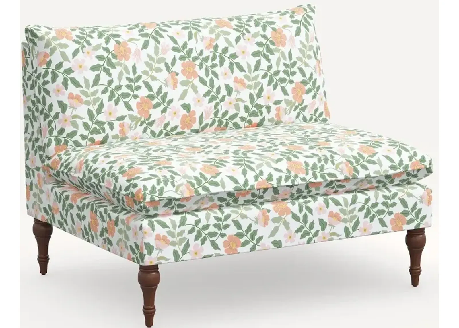 Rifle Paper Co. Louie Primrose Blush Armless Loveseat