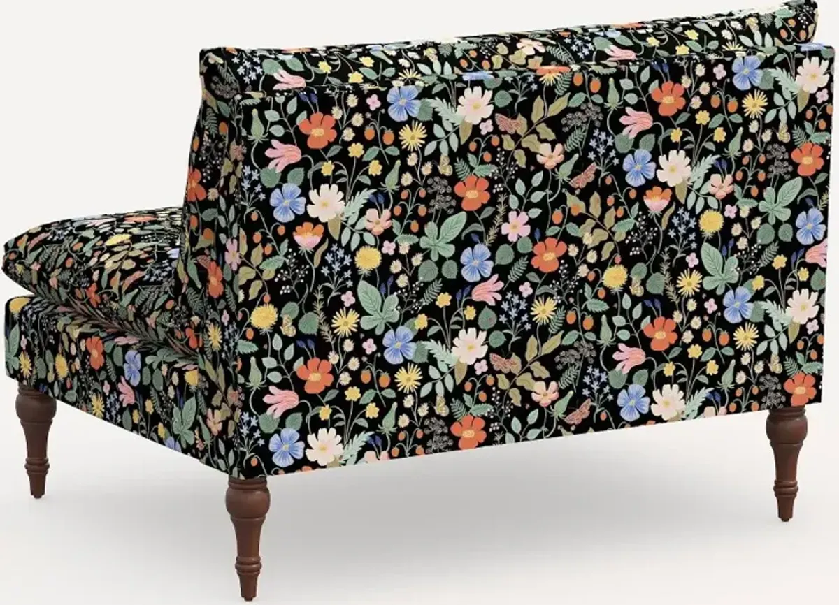 Rifle Paper Co. Louie Black Strawberry Fields Armless Loveseat