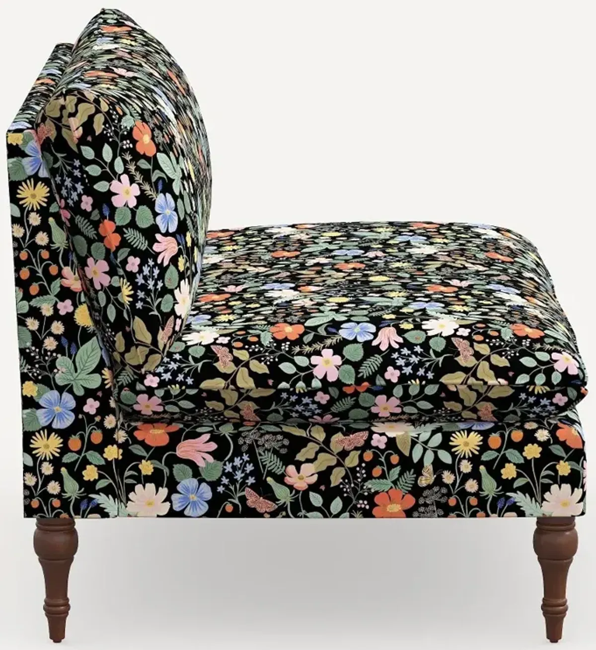 Rifle Paper Co. Louie Black Strawberry Fields Armless Loveseat