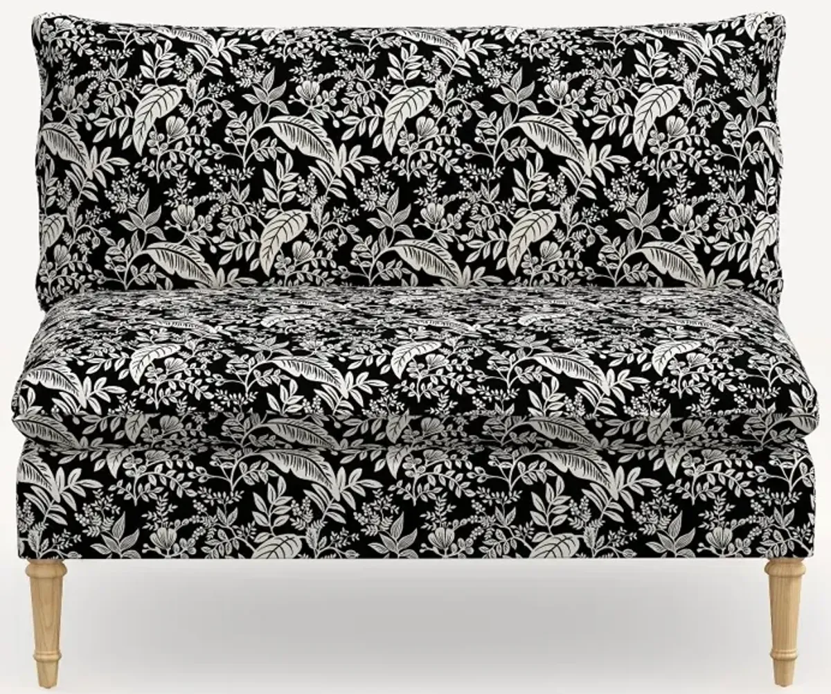 Rifle Paper Co. Louie Canopy Black & Cream Armless Loveseat