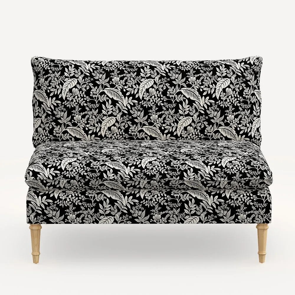 Rifle Paper Co. Louie Canopy Black & Cream Armless Loveseat