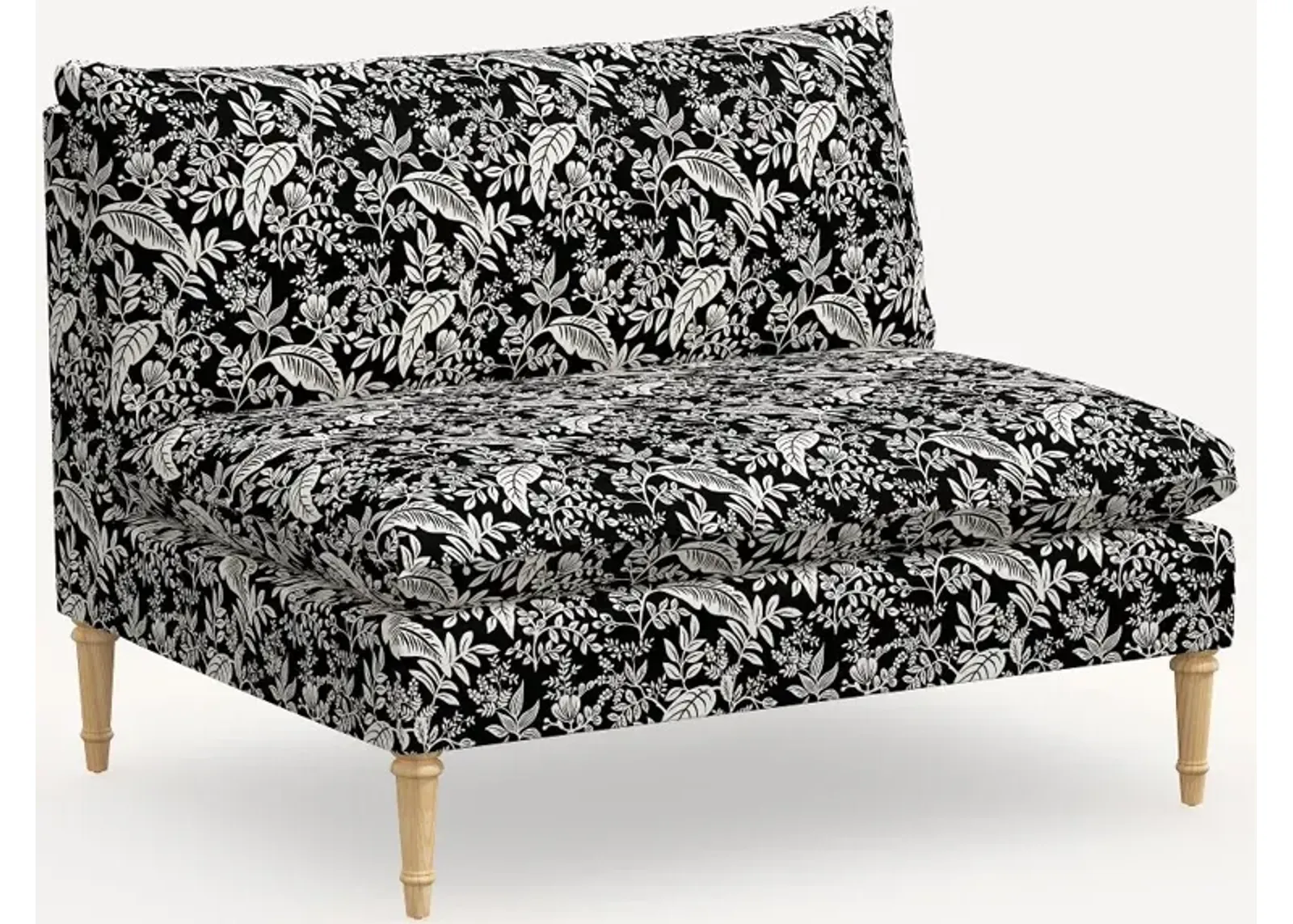 Rifle Paper Co. Louie Canopy Black & Cream Armless Loveseat