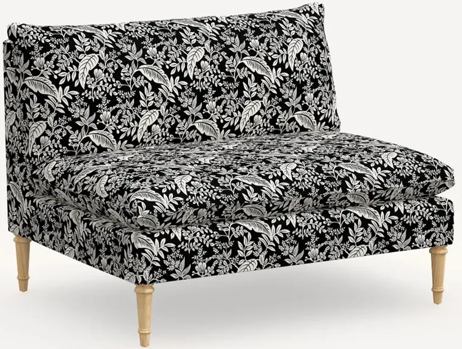 Rifle Paper Co. Louie Canopy Black & Cream Armless Loveseat