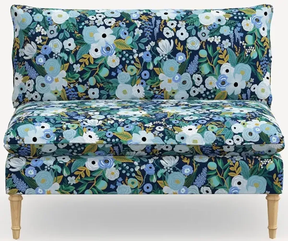 Rifle Paper Co. Louie Garden Party Blue Armless Loveseat