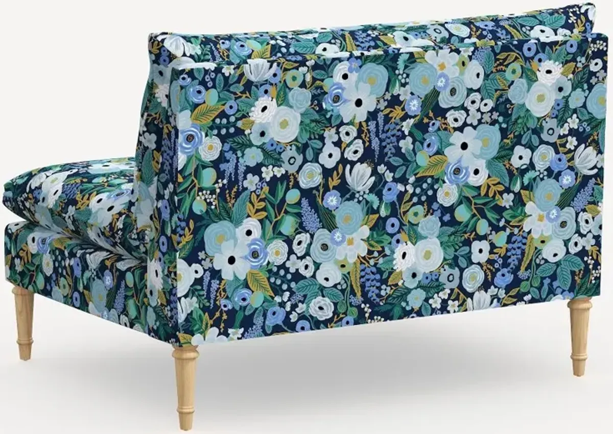 Rifle Paper Co. Louie Garden Party Blue Armless Loveseat