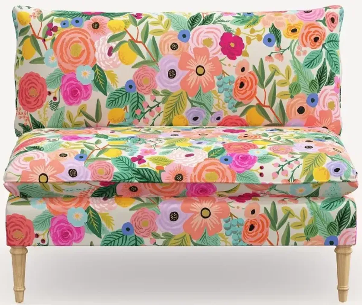 Rifle Paper Co. Louie Garden Party Pink Armless Loveseat