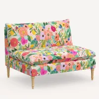 Rifle Paper Co. Louie Garden Party Pink Armless Loveseat