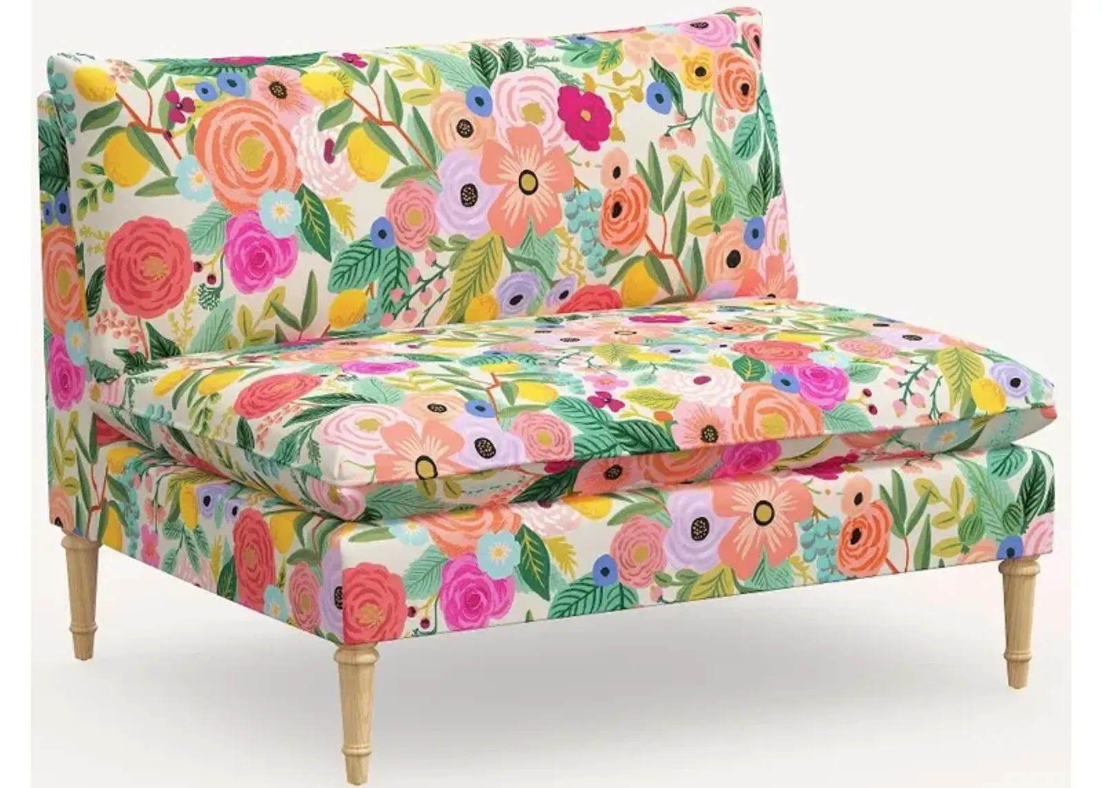 Rifle Paper Co. Louie Garden Party Pink Armless Loveseat