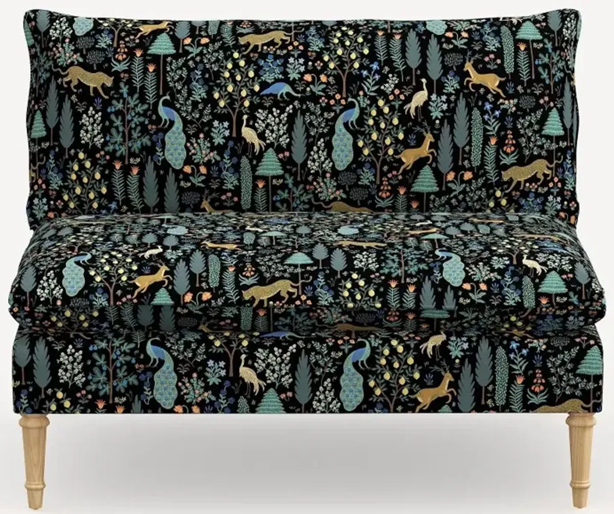 Rifle Paper Co. Louie Menagerie Black Armless Loveseat