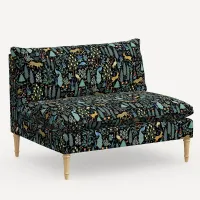 Rifle Paper Co. Louie Menagerie Black Armless Loveseat