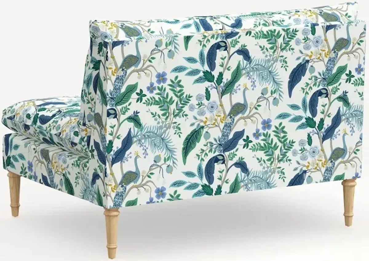 Rifle Paper Co. Louie Blue Peacock Armless Loveseat