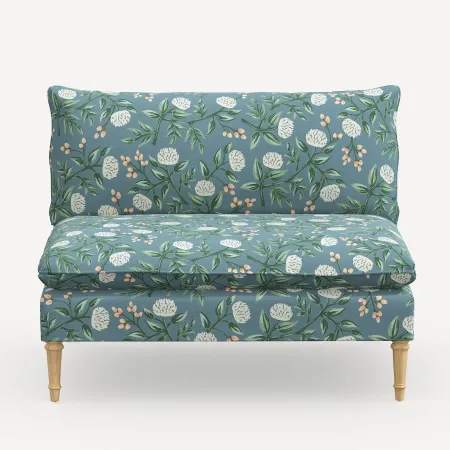 Rifle Paper Co. Louie Emerald Peonies Armless Loveseat