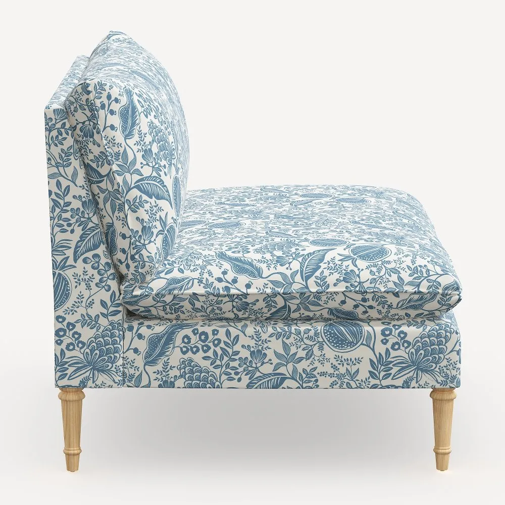 Rifle Paper Co. Louie Blue Pomegranate Armless Loveseat