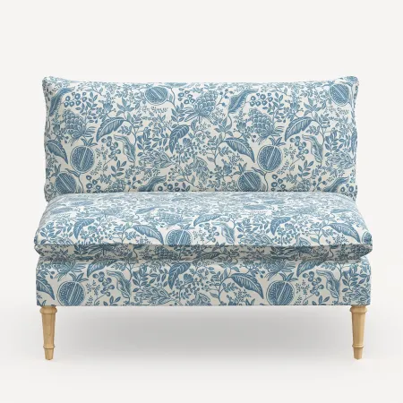 Rifle Paper Co. Louie Blue Pomegranate Armless Loveseat