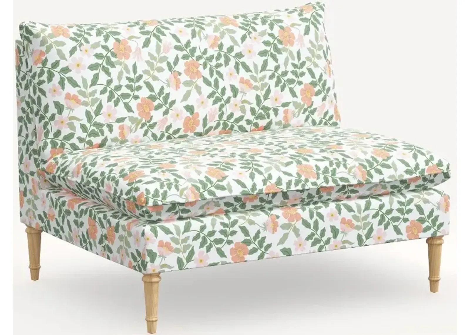 Rifle Paper Co. Louie Primrose Blush Armless Loveseat