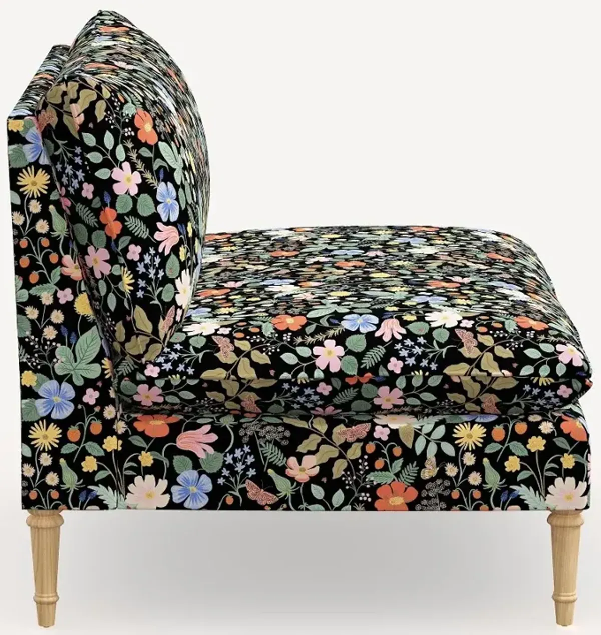 Rifle Paper Co. Louie Black Strawberry Fields Armless Loveseat