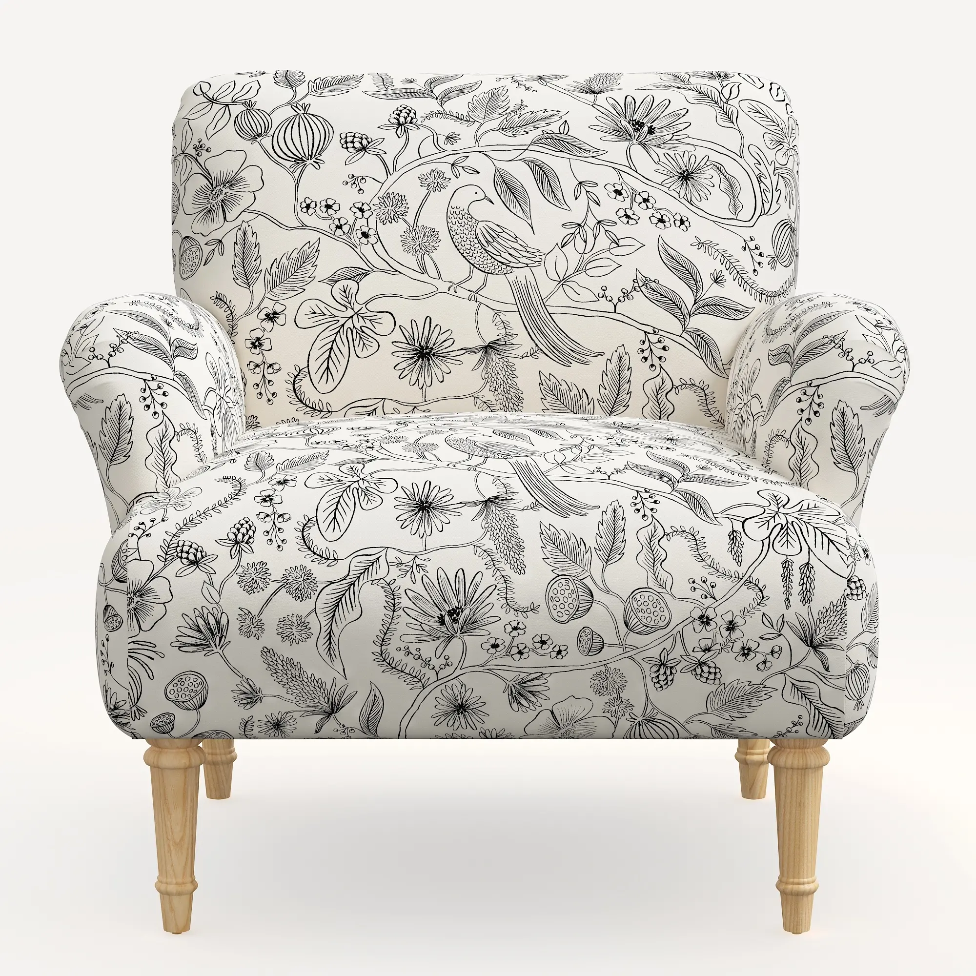 Rifle Paper Co. Bristol Aviary Cream & Black Accent Chair