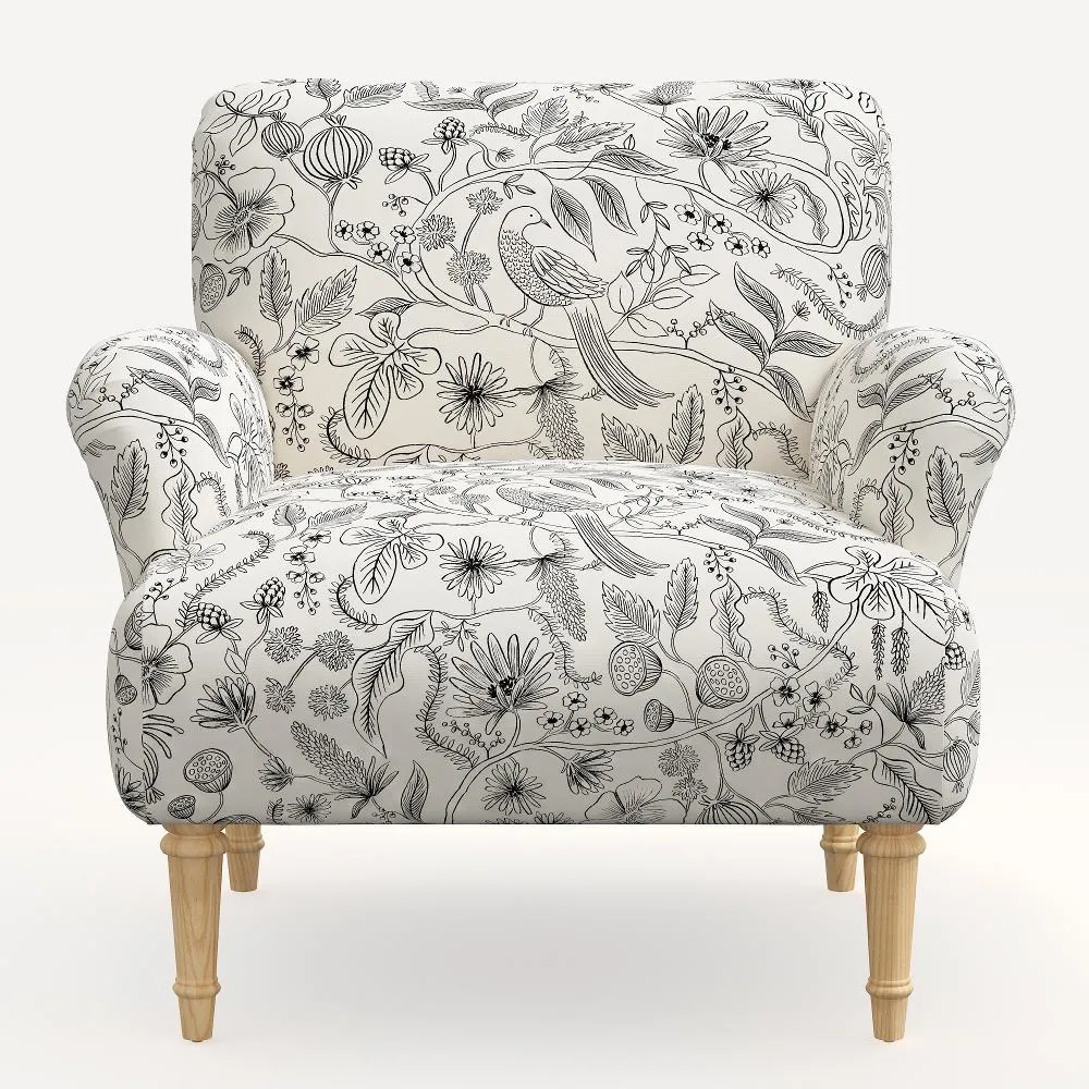 Rifle Paper Co. Bristol Aviary Cream & Black Accent Chair