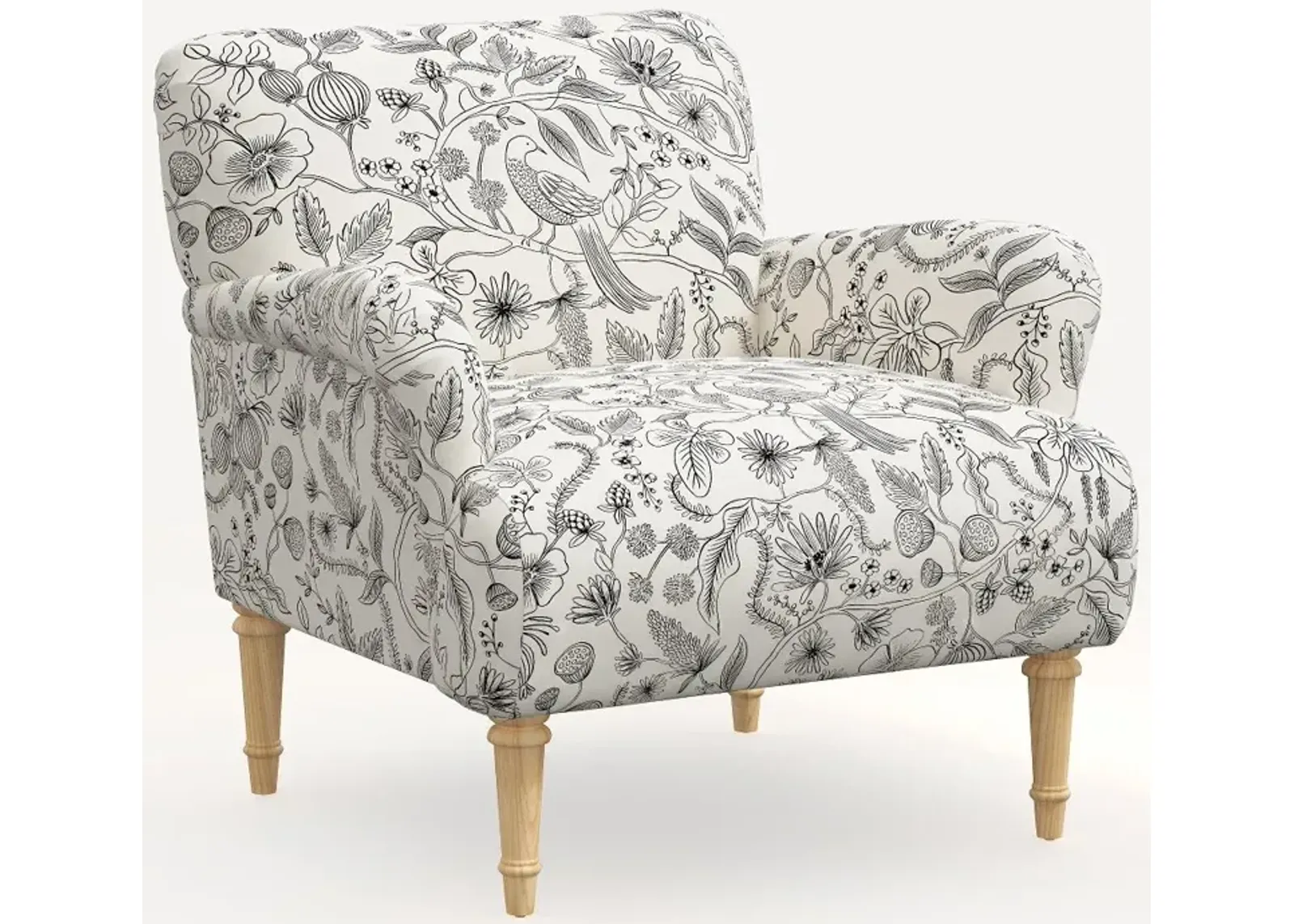 Rifle Paper Co. Bristol Aviary Cream & Black Accent Chair