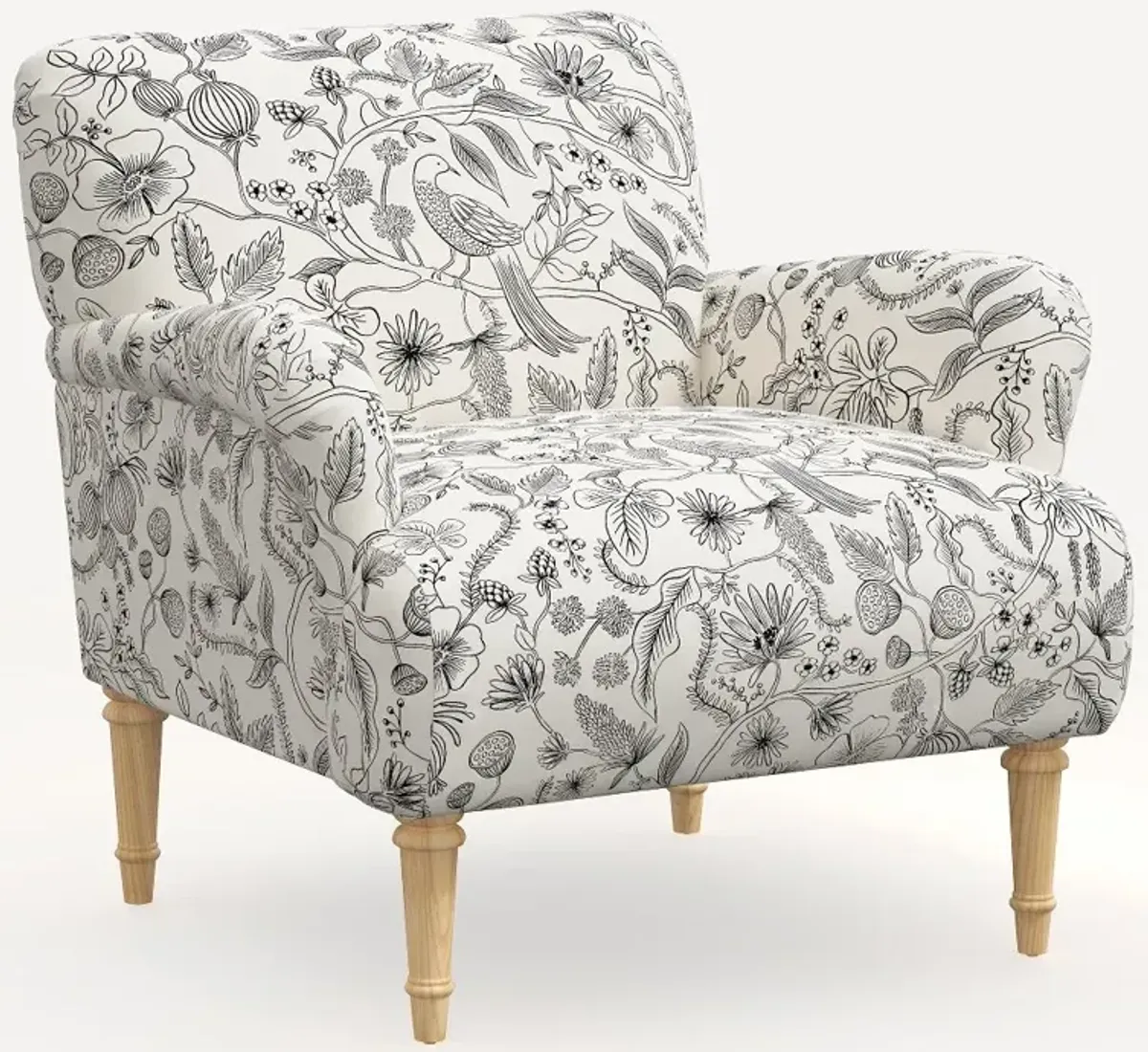 Rifle Paper Co. Bristol Aviary Cream & Black Accent Chair