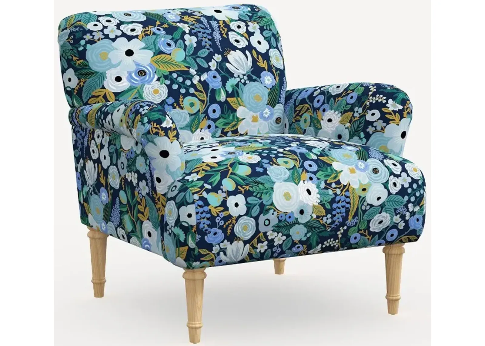 Rifle Paper Co. Bristol Garden Party Blue Accent Chair