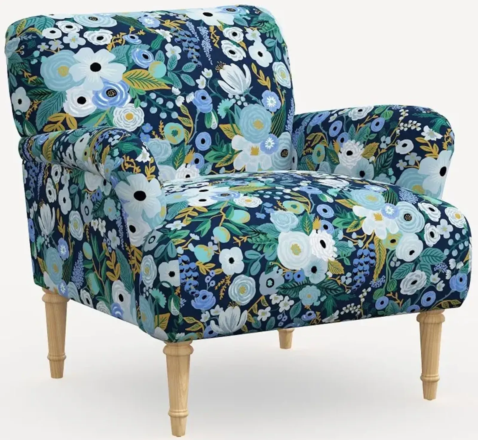 Rifle Paper Co. Bristol Garden Party Blue Accent Chair