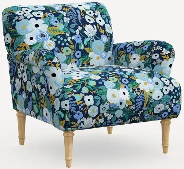 Rifle Paper Co. Bristol Garden Party Blue Accent Chair