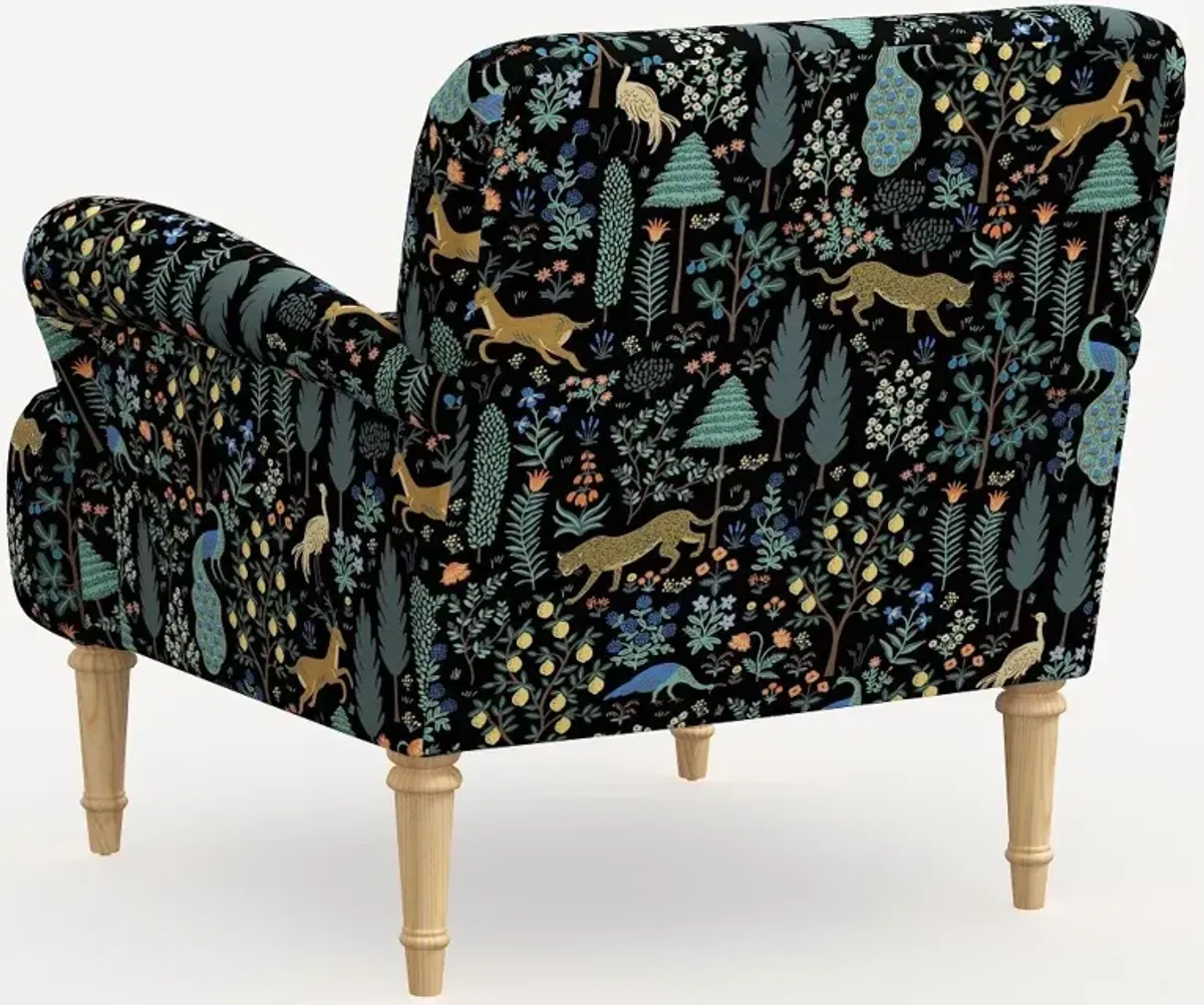 Rifle Paper Co. Bristol Menagerie Black Accent Chair