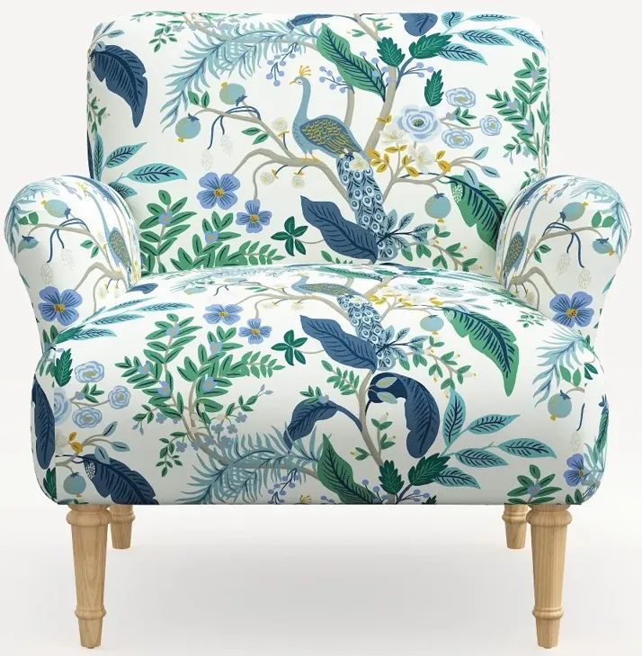 Rifle Paper Co. Bristol Blue Peacock Accent Chair