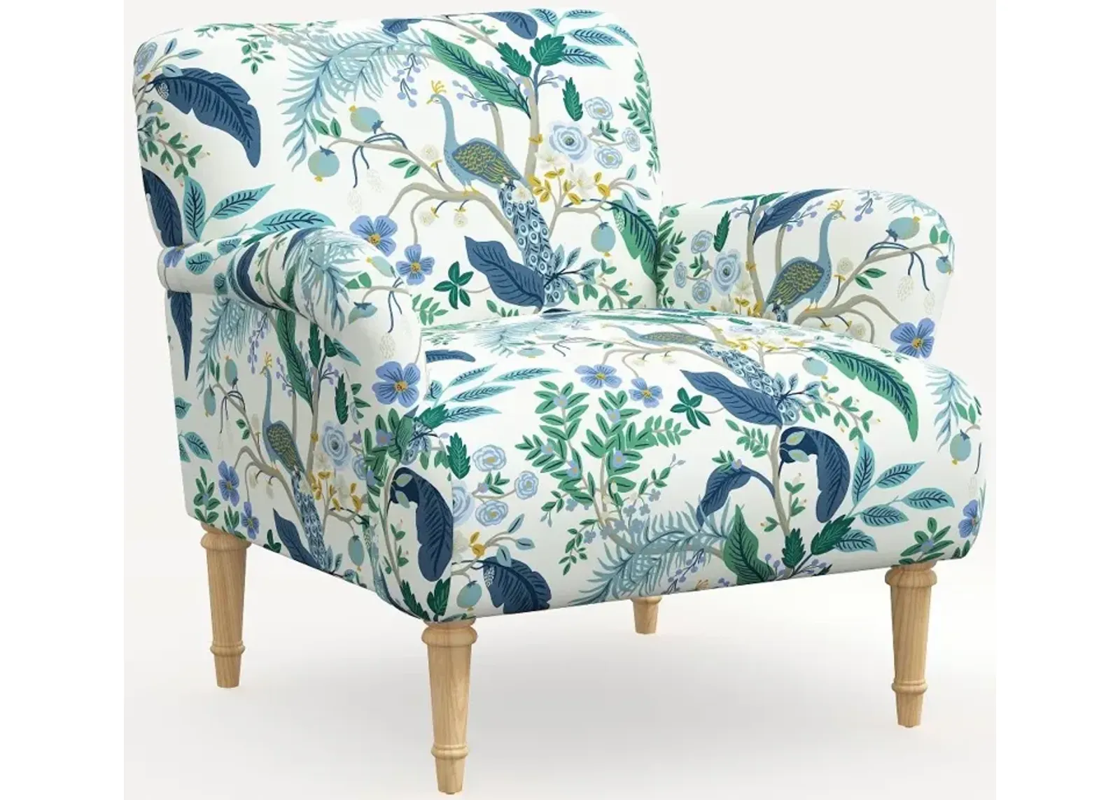 Rifle Paper Co. Bristol Blue Peacock Accent Chair