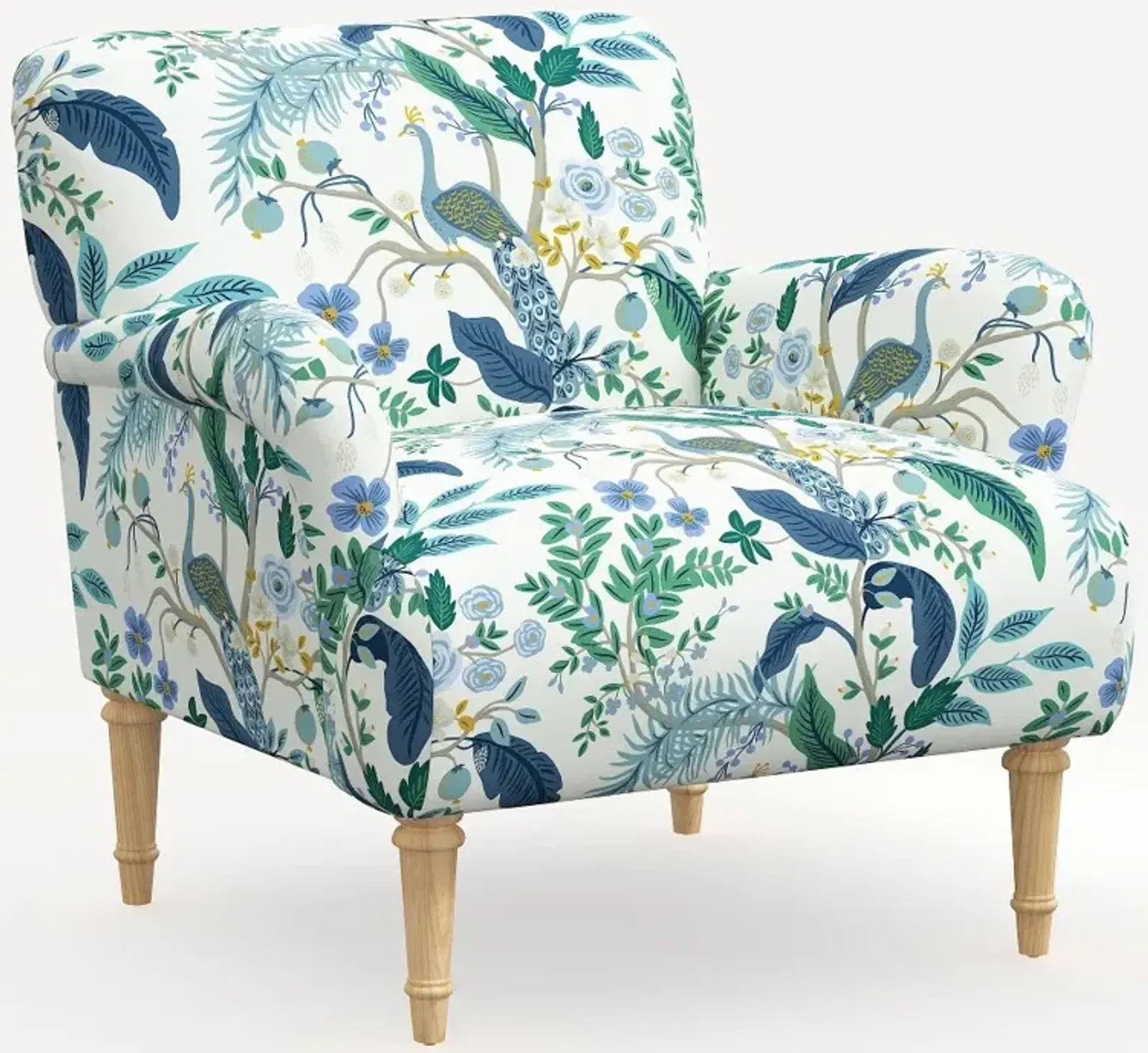 Rifle Paper Co. Bristol Blue Peacock Accent Chair